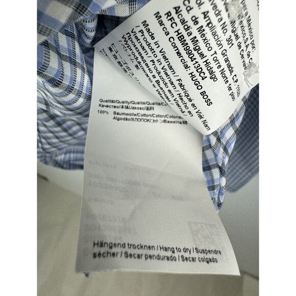 HUGO Hugo Boss Kenno Checkered Slim Fit Dress Shirt Size: 14.5 NWT - Picture 5 of 7